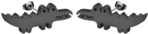 Kleine Krokodil-Ohrringe, Edelstahl, minimalistisch, Krokodil-Ohrringe, Ohrstecker für Damen und Herren, Tierschmuck, Geschenk