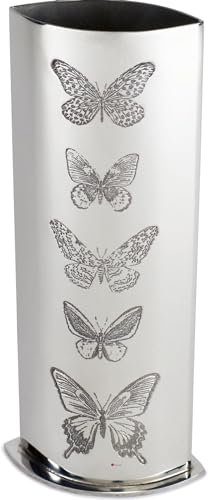 I LUV LTD Hoch 6,3 inch Zinn Knospe Vase für Blumen mit Unterschiedlichem Schmetterlingsdesign Hell Poliert Beenden Wohnaccessoires Lieferung im Karton