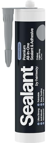 Hemway - Construction All-In-One Hybrid Polymer Sealant & Adhesive - Light Grey | Anti-Mould, Waterproof & Paintable | 300 ml