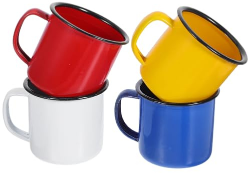 HOLIDYOYO 4er Set Emaille Campingbecher Vintage Wasserbecher Kaffeetassen Milchbecher FüR Zuhause Und Outdoor Bunt
