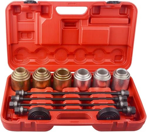 GEARMONSTER 26tlg Druckhülsen Zughülsen Satz, Radlager Gummibuchsen Abzieher Set, Abzieher Ausdrücker Werkzeug, Silentlager Gummilager 34-82 mm Wechsel/Ausbau von Radlager und Fahrwerksbuchsen