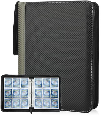 Deoyibu Sammelkarten Album für 900 Karten, Sammelalbum mit 9 Fächern 50 Seiten für Karten-Organizer, Karten Binder aus PU, für Sportkarten, MTG, TCG, Yugioh-Karten etc. Grau