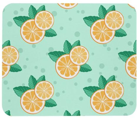 Eslifey Bequemes Mauspad, Orange Slice und Mint Muster Desktop Mousepad, 21 x 25 cm Mauspad, rutschfeste Gummiunterseite, verbessert Geschwindigkeit und Präzision