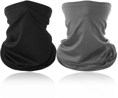 Multifunktionstuch, 2 Stück Motorrad Halstuch, Sommerliche Fahrradmaske aus Eisseide, Schlauchtuch, Cooles Design in Trendfarben, für Damen und Herren, schwarz, dunkelgrau