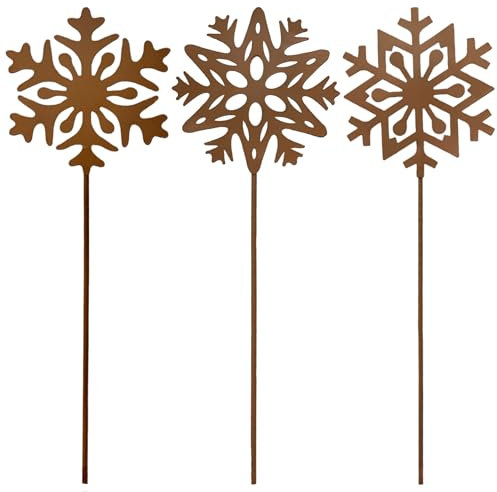 Gartenstecker 3 Schneeflocken Roststecker Metall Weihnachtsdeko Advent wetterfest Gartendeko Outdoor