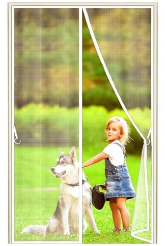 Magnetic Fly Screen for, 195x245cm Sprinter Camper and Other Campervans, Bug Screen Mesh for Sliding Side Door Screen, Mosquito Net Magnetic Closure, White 1995-Size