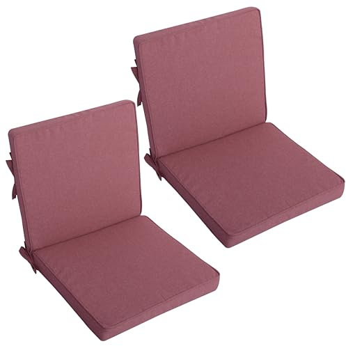 LILENO HOME Gartenstuhl Auflagen als [2er Set - Niedriglehner] in Rot - Bequeme Liegen als Sitzauflagen für Gartenmöbel - Stuhlkissen für Gartenstühle und Klappstühle Dub