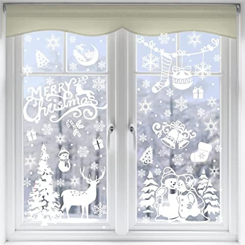 DERAYEE Autocollants Décoratifs Noël Fenêtre,Autocollants Statiques Blanches 8PCS,Décoration Fenêtre Noël,Stickers Vitre Noel