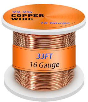 UCINNOVATE Alambre de Cobre Puro 99,9 %, Alambre Grueso Calibre 16/1,3 mm de Diámetro, Alambre de Cobre Puro Suave de 33 Pies, 16 AWG 10 m de Alambre de Cobre Puro Sólido para la Fabricación de Joyas