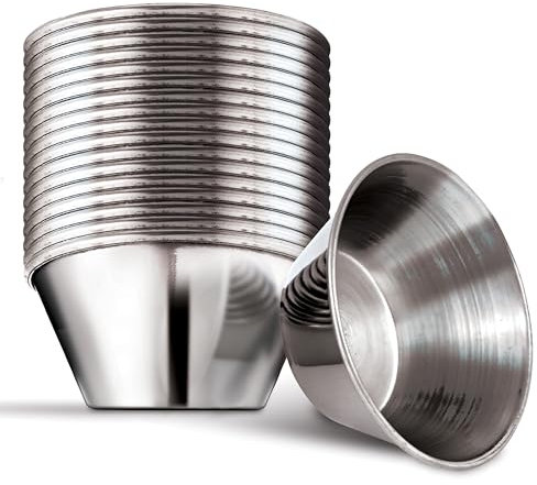 1.5 oz Stainless Steel Condiment Cups (12 Pack), Individual Portion Dipping Sauce Cups, Small Metal Ramekins for Ketchup, Marinara, BBQ Sauce, and More! Reusable Condiment Cups for Restaurants