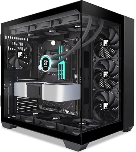 FOIFKIN F300 PC Case - Preinstalled 3 PWM without RGB Fans, ATX Mid-Tower Gaming PC Case, 270° Panoramic Glass with Type-C (Black, F300)