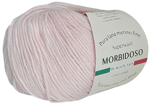 Handstrickgarn, 100% Merinowolle, einlaufsicher, zum Häkeln und Stricken, Babywolle, einfarbig, 50 g, 150 m, für Bekleidungsdecken und vieles mehr (Puder 123)