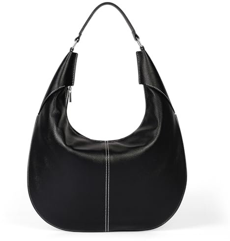 TIAASTAP Große Hobo Handtasche Damen - Burgundy Tote Mit Reißverschluss - Schultertasche Groß Vintage y2k Für Frauen - Shopper Slouchy Beuteltasche