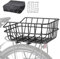 PINNAMAX Grand panier de vélo arrière pour porte-bagages, panier de vélo avec filet et couverture, noir