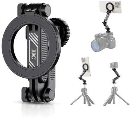 JJC Magnetische Telefon Stativ Faltbare Halterung Adapter mit Cold Shoe und 1/4“ Schraube, Magnet-Handyhalter Stativadapter für iPhone 16 15 14 13 für Gopro Hero 13 12 11 für DJI Action 4 3 Kameras