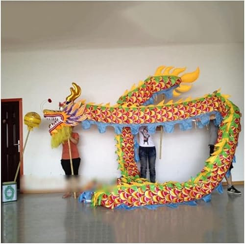 YTGHBIML Danse du Dragon Chinois Soie Dragon Danse WU Long 3D Coloré 10 m Soie Dragon Danse Costume Ensemble en Plein Air Dragon Fitness Ruban Lavable Beau