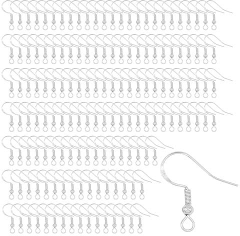 150 PCS Earring Hooks for Jewellery Making,Silver Earring Hooks 925 Sterling Silver with Ear Wire Hypoallergenic for DIY Jewellery Making