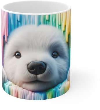 Teecustom Mug Tasse Coloré Ours Polaire Multicolore – Illustration Mignonne et Artistique : Taille - 11oz Taille 11oz