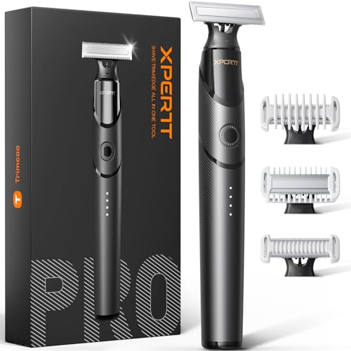 2025 Upgrade Elektrischer Barttrimmer & Rasierer [Schmerzfrei & Sanft] USB-C Schnellladung, Tragbarer Körperhaartrimmer für Männer, Kabellos, Wasserdicht Nass/Trocken Groomer, Schwarz (Lite)