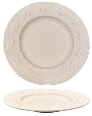 Bols à riz et plats vintage, bols et assiettes en céramique pour la maison – QY Assiette peu profonde en relief aux fraises de 20,3 cm (rose)