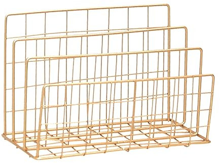 Gadpiparty Portariviste in Ferro Battuto Ripiani Colore Oro Organizer da Scrivania per Libri e Documenti Compatto Elegante per Ufficio e Casa