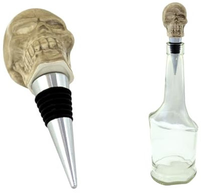 Wooden World – Skull-Shaped Bottle Stopper, Ceramic Cork for Wine and Beverages, Decorative and Reusable, Perfect for Halloween, Parties, Home use or as a Gift