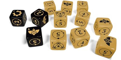 Free League Coriolis The Great Dark Dice Set - 12 Custom Engraved Dice for Space Exploration