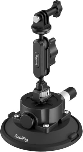SMALLRIG 4,5 Suction Cup Mount mit Kugelkopf-Zauberarm | Halterung für DJI Osmo Action 6/5/4, für Insta360 x5, für Gopro 13, Tragfähigkeit 1.5 kg, an Autoscheibe oder Fenster - 5855B
