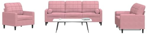 Fangmaliuyun Ensemble de canapé 3 pièces en velours rose - Fauteuil 2 places 3 places avec coussin de nuque - 77/137/197 cm de large - Moderne - Pour petites et grandes pièces