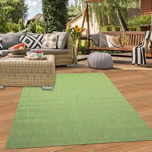 Teppich-Traum In- & Outdoor Teppich Sisal-Optik Uni Grün 240x340 cm | Pflegeleicht, wetterfest, UV-beständig, robust und schmutzabweisend, für Balkon, Terrasse, Garten, Wintergarten & Küche