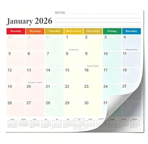 Magnetic Fridge Calendar, Magnetic Calendar 18 Month Planner, with Strong Magnets & Thick Paper, Ample Space Magnetic Planner for Home Family Office