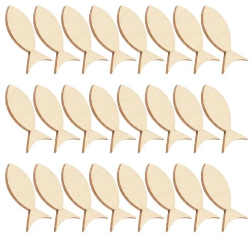 RUNROTOO 50 Stück Holzformen in Fischform aus Buchenholz für Bastelarbeiten zum Thema Meer Holzfisch Dekoration und Sommerstimmung bei Selbstgemacht Aktivitäten