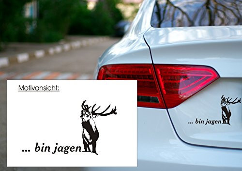 blattwerk-design Autoaufkleber - ... Bin jagen - Jäger - Hirsch Größen (300 mm x 170 mm, M070 Schwarz)