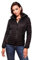 MARIKOO Damen Jacke Steppjacke Übergangsjacke mit Kapuze gesteppt B600 [B600-Samt-Schwarz-Gr.XL]