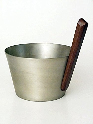 SudoreWell® Saunakübel Sauna - Aufgusskübel 5,0 l aus ALU (champagner) mit Holzgriff