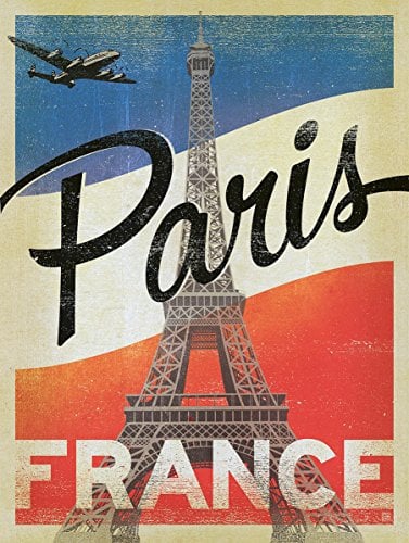 Shawprint Paris France Vintage Metal Tin Fridge Magnet, 100mm x 75mm, Novelty Gift