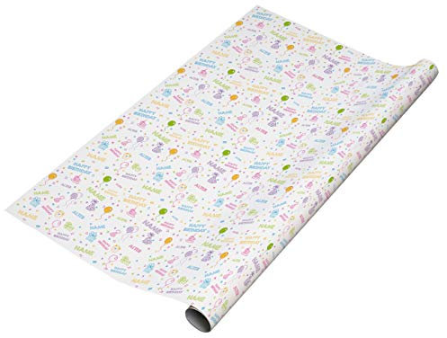 Herz & Heim® Persönliches Geburtstag Geschenkpapier mit Ihrem Wunschnamen bedruckt Happy Birthday