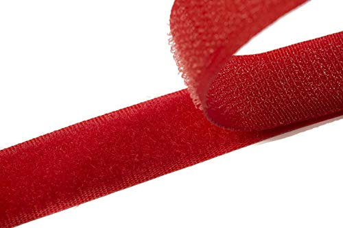 Jajasio Klettband bunt zum Nähen zum aufnähen, 25 mm, rot #04 4 Meter Flausch und Haken