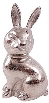 Viva Deko Hase Osterhase Silber aus Aluminium Osterdeko Ostern Easter (15 cm)