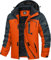 GEMYSE Herren Wasserdichte Berg-Skijacke Winddichte Fleece Outdoor-Winterjacke mit Kapuze (Orange Grau,2XL)