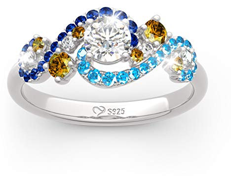 Jeulia Der sternenklare Nachtrundring aus Sterlingsilber mit modischem Ring für das Geburtstagsgeschenk einer Freundin zum Jubiläum einer Freundin mit einer wunderschönen Schmuckschatulle (61 (19.4))