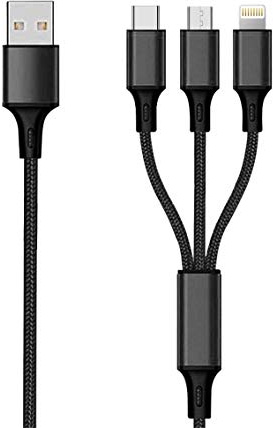 2GO in 1 USB Ladekabel - schwarz - 150cm für Micro-USB & Apple 8-Pin & USB Type-C