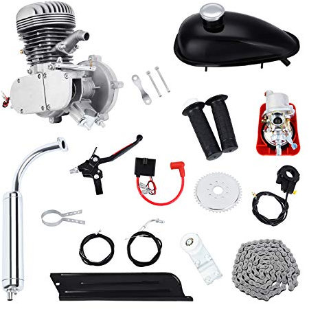 Samger Samger 2 Temps Kit Moteur Velo Gaz Moteur Kit de Conversion de Vélo (Argent, 100CC)