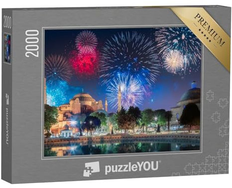 puzzleYOU: Puzzle 2000 Teile „Feuerwerk über der Hagia Sophia in Istanbul, Türkei“ – aus der Puzzle-Kollektion Istanbul
