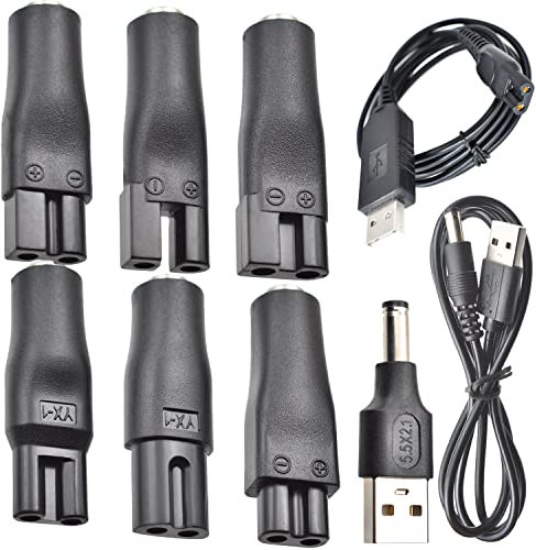 BOEEA 9 Stück 5V Rasierer Ladegerät USB Netzkabel Adapter Set für eine Vielzahl von elektrischen Haarschneidern, Rasierern, Pflegegeräten, Luftreinigern und anderen HQ8505 Ladekabeln
