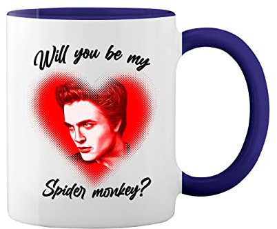 GR8Shop Will You Be My Spider Monkey Bianco tazza di caffè con Blu Rim & Handle Mug