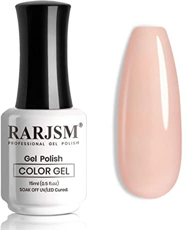 RARJSM Gel Nail Polish Milky Rose LED UV Gel Soak Off Clear Nude Light Pink French Manicure Transparent Jelly Nail GelPolish Varnish Curing Requires 1pcs 15ml for Home Salon Nail Art DIY Design