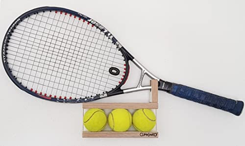 Clipboart Tennisschläger und Tennisbälle Wandhalterung aus Holz für horizontale oder vertikale Montage.