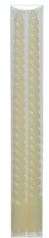 CHICCIE 2 Set Kerze Creme Wachs Gedreht 2,5x30cm - Wachskerze Kerzen