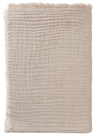 URBANARA Tagesdecke/Plaid Cousso 275x265 cm - 75% Baumwolle & 25% Recyceltes Polyester - Ideal als Bettüberwurf Kuscheldecke für Einzel- und Doppelbett - Natur